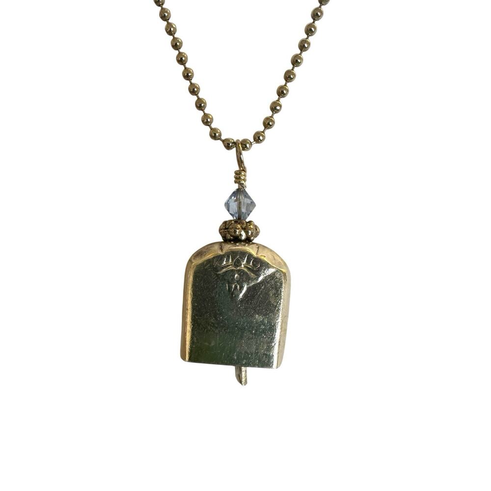 Vintage 925 Sterling Silver Silver Tone Bell Charm Pendant Made Of Flatware‎